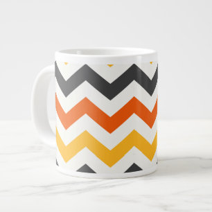 Sinaasappel en Zwart Zigzag Grote Koffiekop