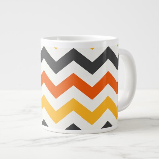 Sinaasappel en Zwart Zigzag Grote Koffiekop (Voorkant rechts)