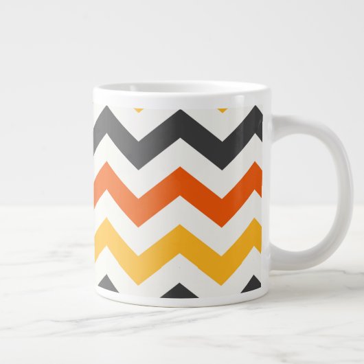 Sinaasappel en Zwart Zigzag Grote Koffiekop (Rechts)