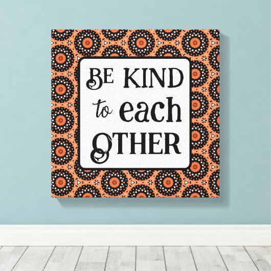 Sinaasappel en zwart zijn vriendelijk canvas afdruk (Insitu (Houten vloer))