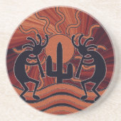 Sinaasappel en zwart zuidwestelijk ontwerp Kokopel Zandsteen Onderzetter (Voorkant)