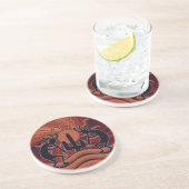 Sinaasappel en zwart zuidwestelijk ontwerp Kokopel Zandsteen Onderzetter (Zijkant)