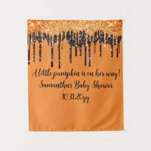 Sinaasappel en zwarte achtergrond voor halloween B Wandkleed