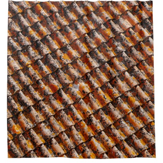 Sinaasappel- en zwarte dakgordels douchegordijn (Voorkant)