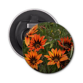 Sinaasappel en zwarte Gazanias Bottle Opener