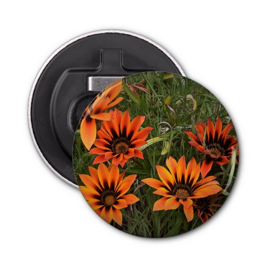 Sinaasappel en zwarte Gazanias Bottle Opener (Voorkant)