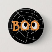 Sinaasappel en zwarte Halloween Boo Eyeball Button (Voorkant)
