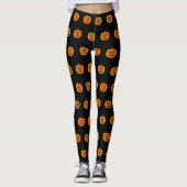 Sinaasappel- en zwarte Halloween-Leggings Leggings (Voorkant)