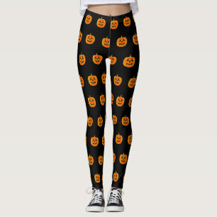 Sinaasappel- en zwarte Halloween-Leggings Leggings