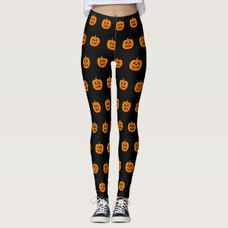 Sinaasappel- en zwarte Halloween-Leggings Leggings