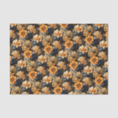 Sinaasappel en zwarte Herfst Floral Tissuepapier (Voorkant)