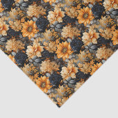 Sinaasappel en zwarte Herfst Floral Tissuepapier (Detail)