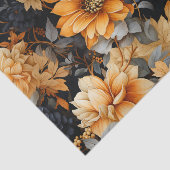 Sinaasappel en zwarte Herfst Floral Tissuepapier (Detail)