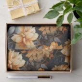 Sinaasappel en zwarte Herfst Floral Tissuepapier (Geschenk)