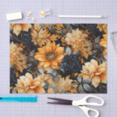 Sinaasappel en zwarte Herfst Floral Tissuepapier (Craft)