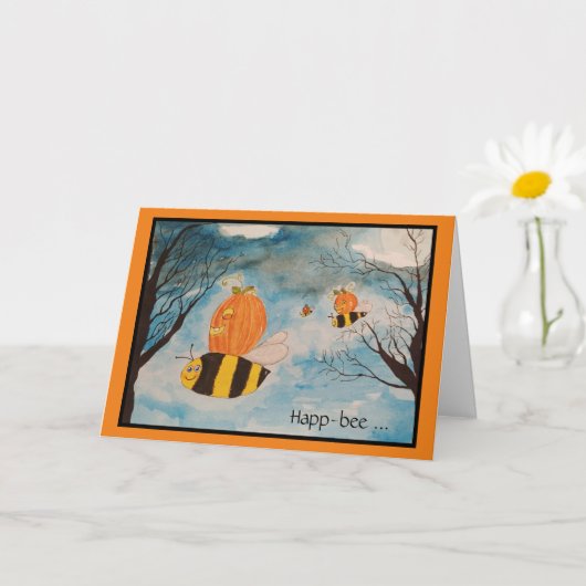 Sinaasappel en Zwarte Jack O Lanterns Halloween Ka Kaart (Kleine Plant)