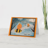 Sinaasappel en Zwarte Jack O Lanterns Halloween Ka Kaart (Voorkant)