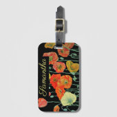 Sinaasappel en Zwarte Klaprozen bloem Sinaasappel  Bagagelabel (Voorkant (verticaal))