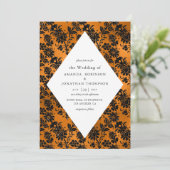 Sinaasappel en zwarte lam Folie bruiloft Kaart (Staand voorkant)