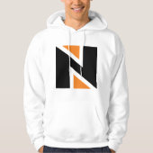 Sinaasappel en zwarte letter N Mannen hoodie (Voorkant)