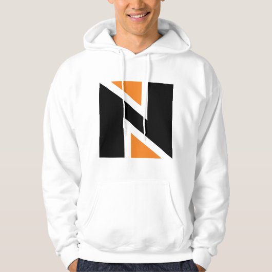 Sinaasappel en zwarte letter N Mannen hoodie (Voorkant)