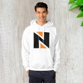 Sinaasappel en zwarte letter N Mannen hoodie