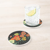 Sinaasappel en zwarte papaver Vloerzandsteen Onder Zandsteen Onderzetter (Zijkant)