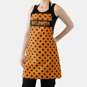 Sinaasappel en zwarte polkadots Halloween schort