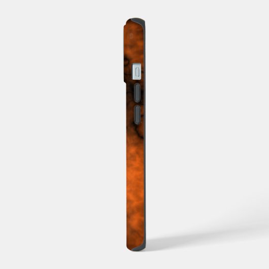 Sinaasappel en zwarte rook iPhone 15 case (Linkerkant)