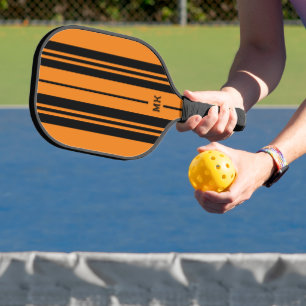 Sinaasappel en zwarte strepen monogram pickleball paddle
