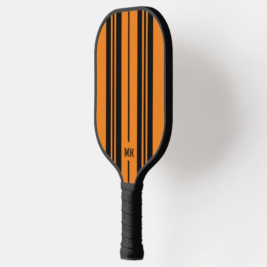 Sinaasappel en zwarte strepen monogram pickleball paddle (Links)