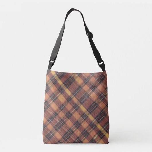 Sinaasappel en zwarte tartan, een warm en trendy m crossbody tas (Achterkant)