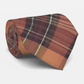 Sinaasappel en zwarte tartan, een warm en trendy m stropdas (Opgerold)