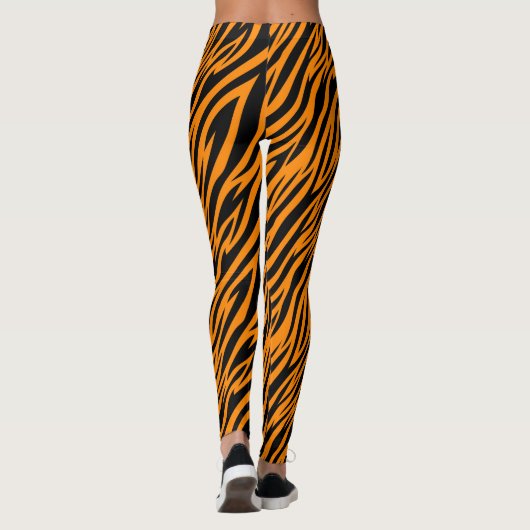 Sinaasappel en zwarte tijgerstreep leggings (Achterkant)