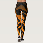 Sinaasappel en Zwarte tijgerstrips Leggings (Achterkant)