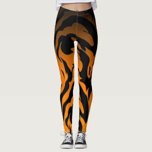 Sinaasappel en Zwarte tijgerstrips Leggings