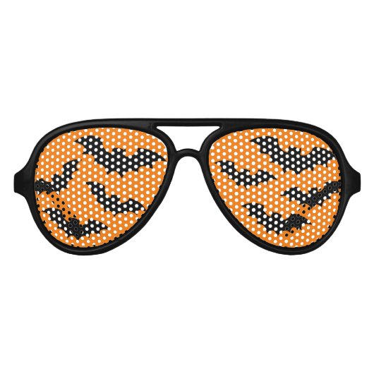 Sinaasappel en zwarte vleermuizen Halloween kostuu Aviator Zonnebril (Voorkant)