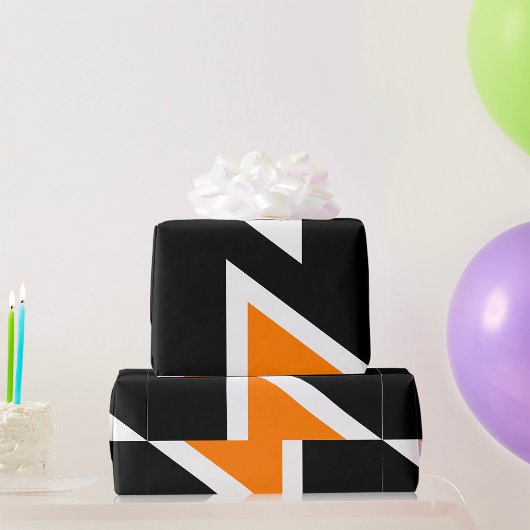 Sinaasappel- en zwartwitpapier cadeaupapier