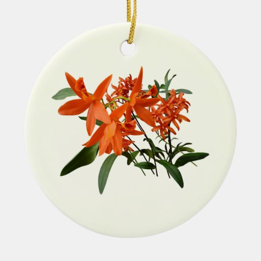 Sinaasappel Epidendrum Orchidee Keramisch Ornament (Voorkant)