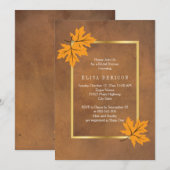 Sinaasappel esdoorn bladeren bruin bruiloft vrijge kaart (Voorkant / Achterkant)