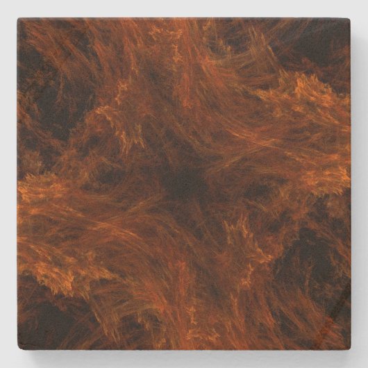 Sinaasappel Explosie Fractal Square Onderzetter (Voorkant)