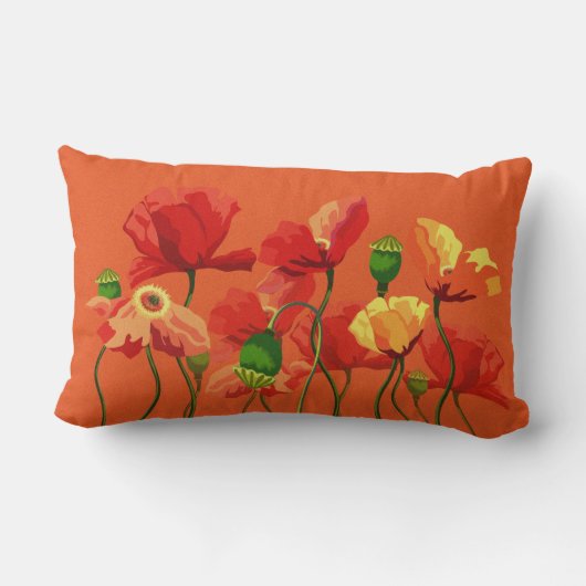 Sinaasappel Floral Sierkussen Kussen (Achterkant)