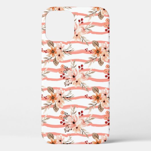  Sinaasappel Floral Stripes Patroon Case-Mate iPhone Case (Achterkant)