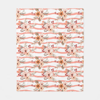  Sinaasappel Floral Stripes Patroon Fleece Deken