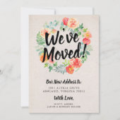 Sinaasappel Floral Wreath We hebben ons verplaatst Kaart (Voorkant)