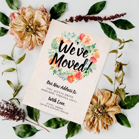 Sinaasappel Floral Wreath We hebben ons verplaatst Kaart