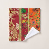 Sinaasappel Florals Oriental Red Rust Bad Handdoek (Wasdoekje)