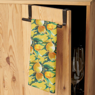 Sinaasappel Fruit Aquarel Verse Citrus Kunstwerk Theedoek