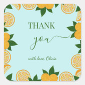 Sinaasappel Fruit Baby shower Gift Vierkante Sticker (Voorkant)