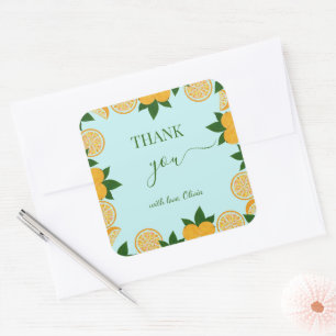 Sinaasappel Fruit Baby shower Gift Vierkante Sticker